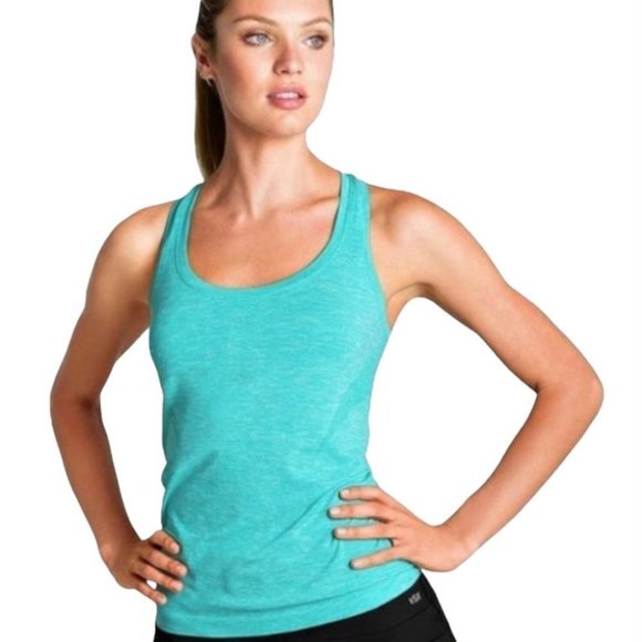 Victoria’s Secret Sport Tank Top Size Small Blue Teal Seamless Racerback Workout - Picture 1 of 6